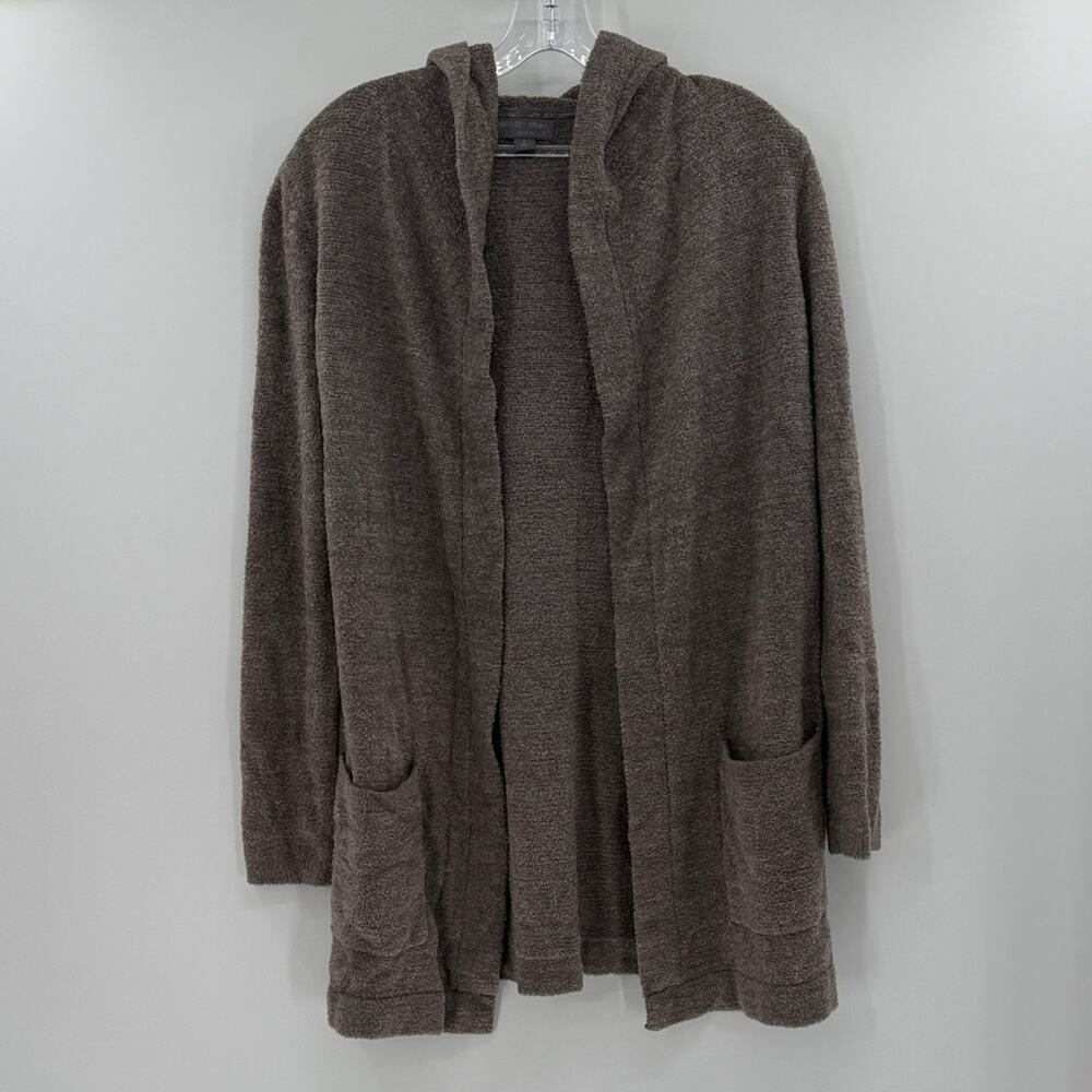 Barefoot Dreams CozyChic Lite Resort Hooded Cardigan - Brown Heather - Small